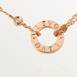 Pendentif LOVE, 2 diamants, Or Rose
