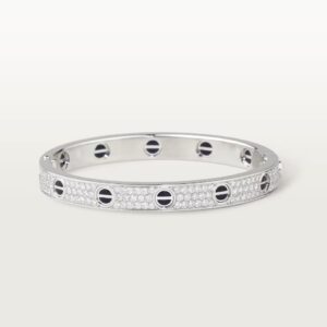 Bracelet LOVE, modèle classique, pavé, céramique Or gris, Diamants